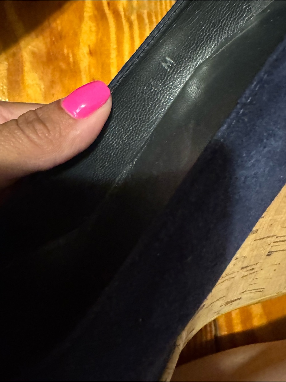 Stuart Weitzman Navy Suede Cork Wedge Pumps - Picture 6 of 9